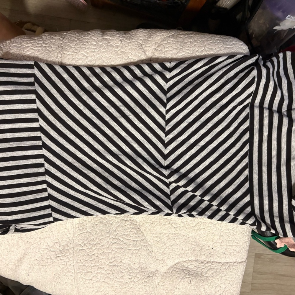 Striped Black and gray guess fold over the shoulder dress